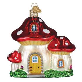 20153 Old World Christmas Mushroom House Glass Ornament For Holiday Tree With Free Box