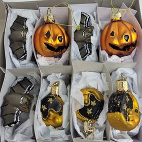 26027 Old World Christmas Christmas-miniature Halloween Set Glass Blown Ornaments Of 8