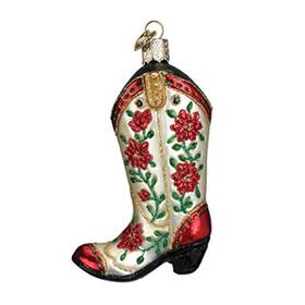 32160 Old World Christmas Cowgirl Boots Glass Ornament For Tree