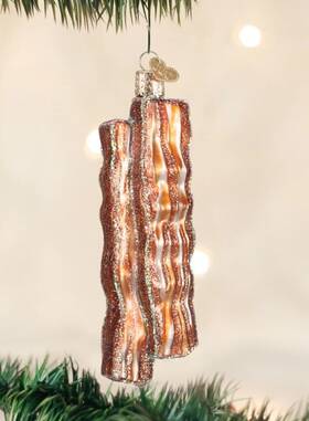 32208 Old World Christmas Bacon Strips Blown Glass Ornament Owc Brand New With Tags