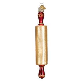 32224 Old World Christmas Ornaments Rolling Pin Glass Blown 5 X 0.75 Red