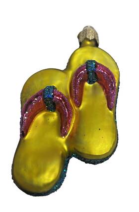 32495 Old World Christmas Yellow Flip-flops Glass Tree Ornament