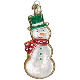 32555 Old World Christmas Snowman Sugar Cookie Glass Tree Ornament With Free Box