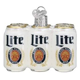 32564 Old World Christmas Glass Ornament For Tree Miller Lite Beer Six Pack