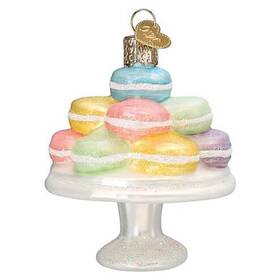 32648 Old World Christmas 3.50in Fancy Macarons Glass Confectionary Dessert