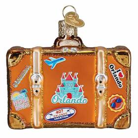 32660 Old World Christmas Orlando Suitcase Tree Ornament Florida Trip Travel Vacation