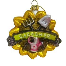 36124 Old World Christmas Gardener Sunflower Glass Ornament No Defects 3 Inch