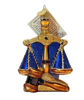 36160 Old World Christmas Scales Of Justice Glass Ornament Law Lawyer Boxed