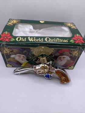 36196 Old World Christmas Glass Blown Ornament Western Revolver New With Tags