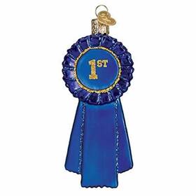 36223 Old World Christmas Glass Blown Ornament Blue Ribbon With Owc Gift Box