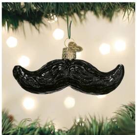 36249 Old World Christmas Glass Black Mustache Tree Ornament New