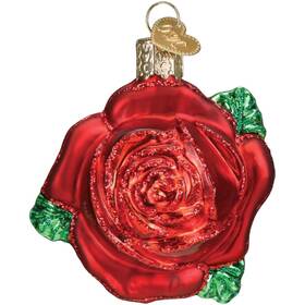 36251 Old World Christmas Red Rose Flower Glass Tree Ornament Free Box New