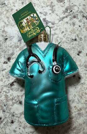 36273 Old World Christmas Glass Blown Ornament For Tree Scrubs Nurse Nwt 4 Inch