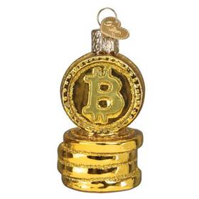 36300 Old World Christmas Chrsitmas Bitcoin Blown Glass Ornament