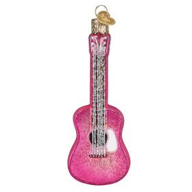 38107 Old World Christmas Glittered Glam Guitar Glass Tree Ornament With Free Box