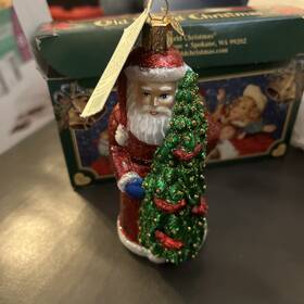 40196 Old World Christmas Blown Glass Ornament For Tree Santa With Calling Birds