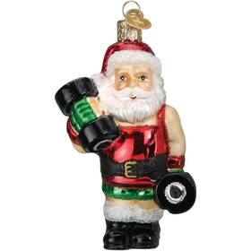 40331 Old World Christmas Glass Ornament For Tree Bodybuilder Santa Claus