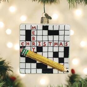 44139 Old World Christmas New Crossword Puzzle Glass Ornament