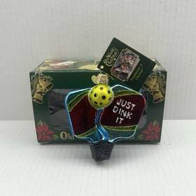 44235 Old World Christmas - Pickleball Paddles Ornament Just Dink It In Blown Glass