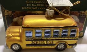 46007 Old World Christmas School Bus Blown Ornament In Box Is Not Mint