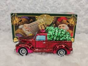 46029 Old World Christmas Nwt Nib Glass Blown Ornament Truck With Tree Owc