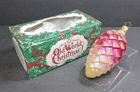 48012 Old World Christmas Ponderosa Pinecone-pink Blown Glass Ornament By