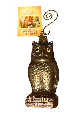 51003 Old World Christmas Owl Wise Glass Ornament New With Tag Woodland Animal