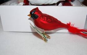 51016 Old World Christmas Glass Blown Clip On Ornament Inch Vintage Cardinal W Tag