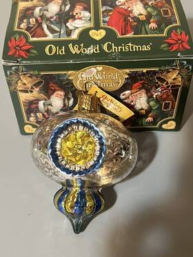 51507 Old World Christmas Glass Ornament For Tree Shiny Mercury Reflection