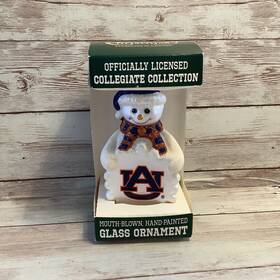 62406 Old World Christmas Auburn University Tigers Snowman Blown Glass Ornament Owc