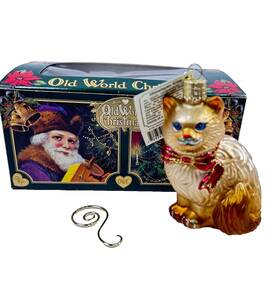 Old World Christmas 729343120892 Ornament Himalayan Kitty 2001 Gold Cat Glass With Box Hanger