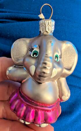 Old World Christmas 729343121257 Elephant Twinkle Toes Ornament Blown Glass Vtg