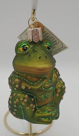 Old World Christmas 729343122216 Sitting Frog Ornament New With Tags And Box