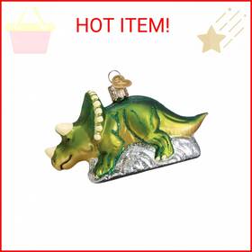 Old World Christmas 729343124982 Triceratops Glass Blown Ornaments For Tree 4 Inch