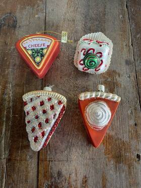 Old World Christmas 729343140265 Lot Of 4 Glass Ornaments Dessert Tree Food Pie Cupcake Owc