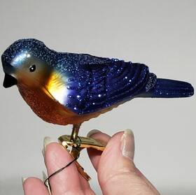 Old World Christmas 729343180438 Western Bluebird Clip-on Blown Glass Tree Ornament