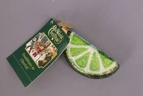 Old World Christmas 729343281074 Lime Slice 1 Ornament 2.25 Inch Glass Fruit Tart Sour 28107