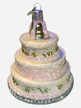 Old World Christmas 729343320179 Wedding Cake Blown Glass Ornament 3.75 Inch Decoration 32017