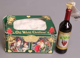 Old World Christmas 729343322913 Blown Glass Ornament For Tree Red Wine Bottle