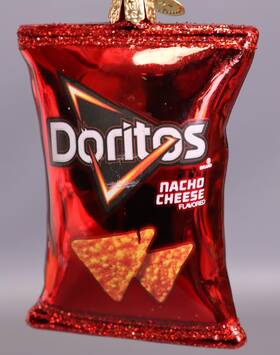 Old World Christmas 729343325594 3.00in Nacho Cheese Doritos Chip Bag Glass Ornament Snack
