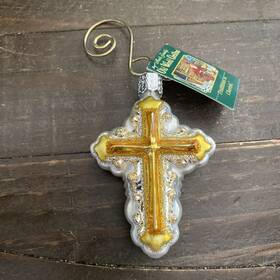 Old World Christmas 729343360205 2001 Glass Ornament Ornate Cross No Box