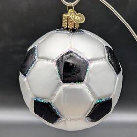 Old World Christmas 729343440129 Soccer Ball Blown Glass Ornament With Glitter