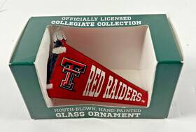 Old World Christmas 729343632067 Texas Tech Pennant Mouth Blown Glass Ornament Red Football