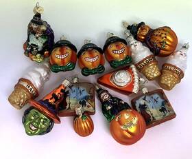 Old World Christmas 729343867605 Lot Of 14 Witch Pumpkin Ghost Glass Ornaments Halloween