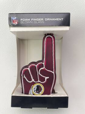 73218 Old World Christmas Redskins Foam Finger With Box Glass Ornament