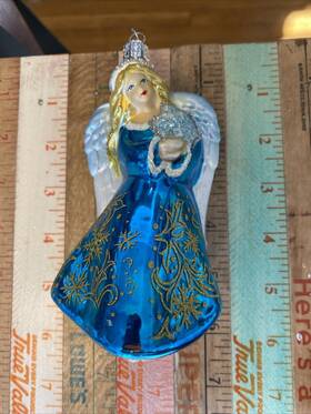 Old World Christmas 773822690994 Angel Collection Glass Blown Ornaments For Tree Glistening Snowflake