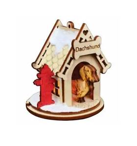 81003 Old World Christmas Ginger Cottages Wooden Ornament Dachshund Doghouse