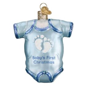 32339 Old World Christmas Blue Baby Undershirt Blown Ornament