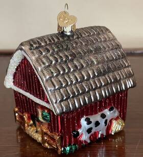 Ow20014 Old World Christmas Barn Glass Blown Ornament With Box And Tag