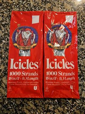 Old World Santa 077156035002 Vtg Christmas Icicles Tinsel Lot Of 2 18 Inch Silver - 1000 Strands